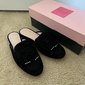 Kate Spade New York Women's Berkeley Slide Black Suede Leather Loafer Mules 6.5